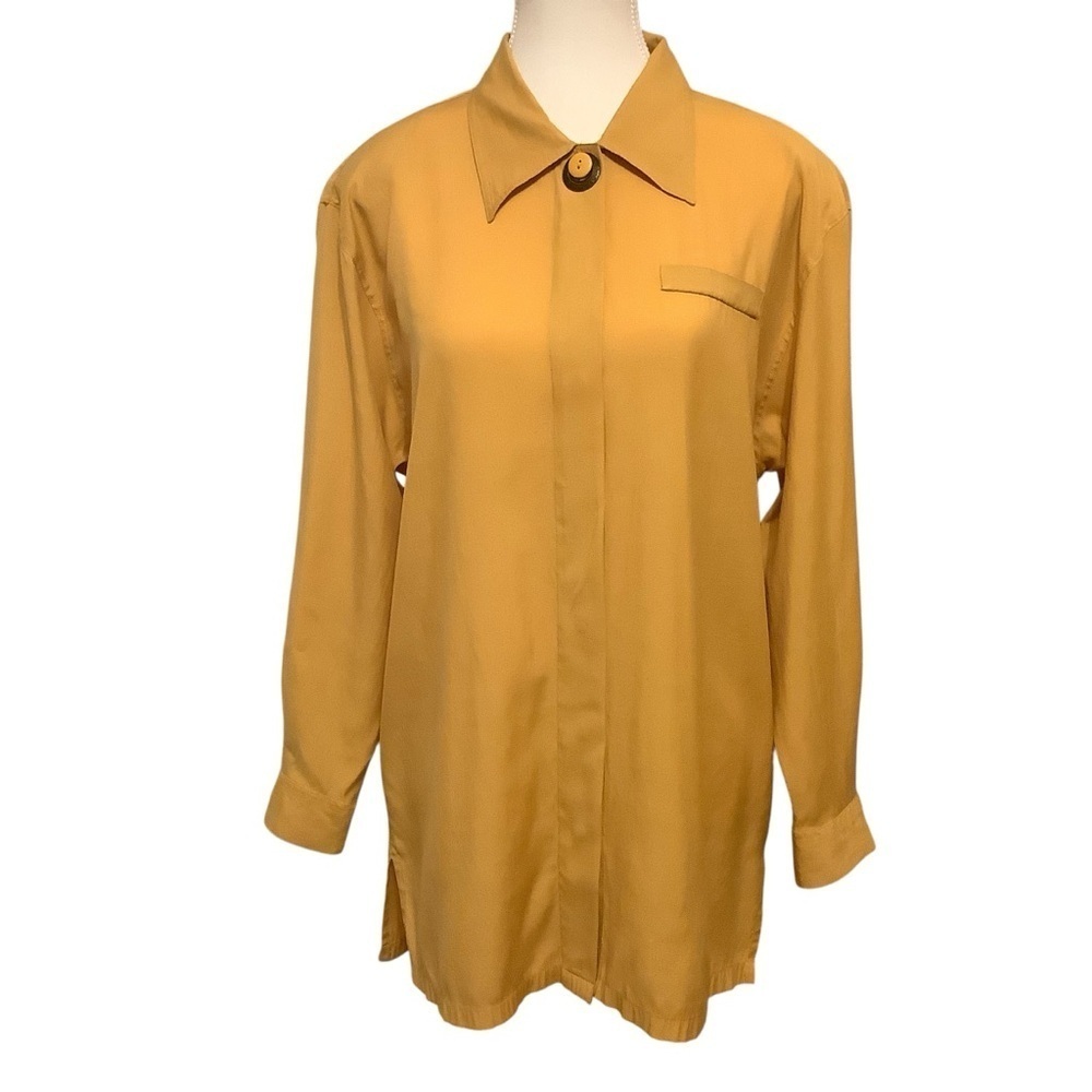 REITMANS EASYWEAR VINTAGE YELLOW BUTTON UP LONG SLEEVE BLOUSE/ Size M